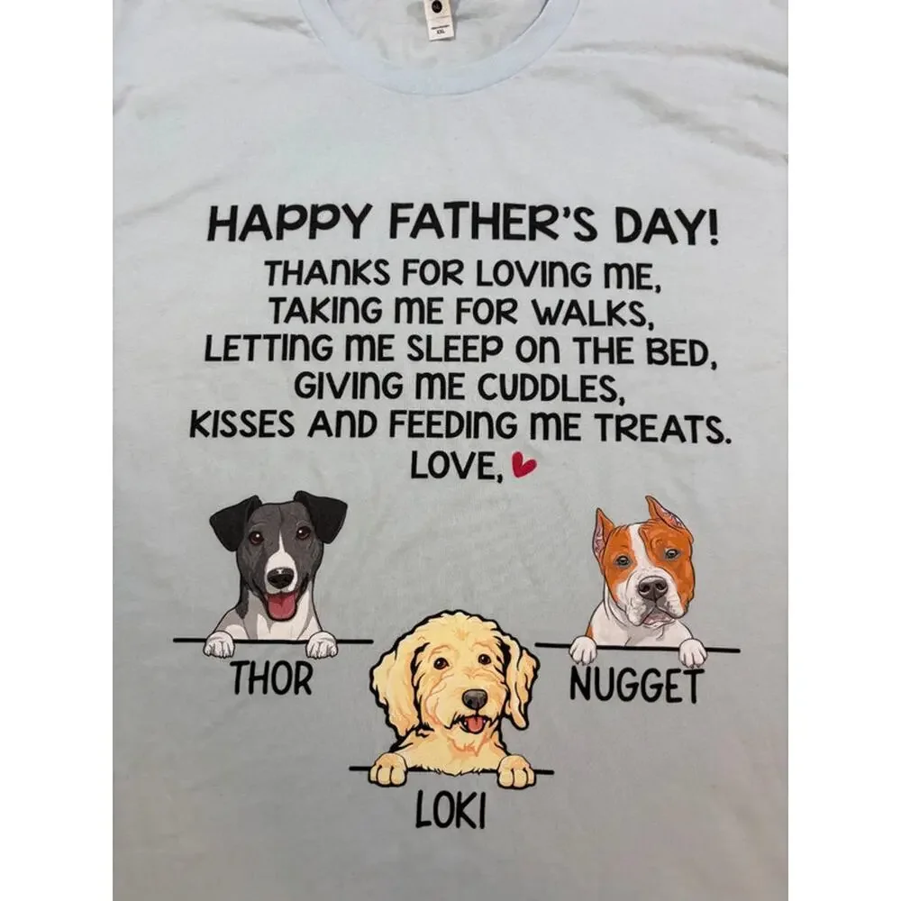 Father’s Day Dog Graphic T-Shirt XXL Light Blue Custom Pet Shirt - Picture 3 of 7